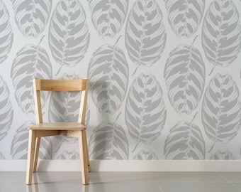 Gray Botanical INK LEAF WALLPAPER – Simple Removable Wallpaper Made Of Traditional And Peel Stick