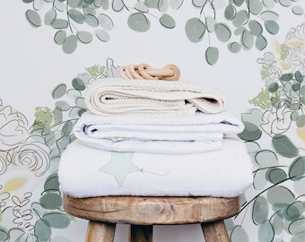 Eucalyptus Watercolor Wallpaper, Green Leaves Botanical Wall Mural, Removable Floral Design