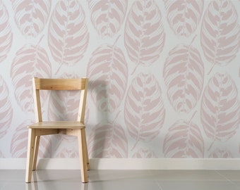 Banana Leaf Wallpaper: Blush Pink Tropical Wall Mural