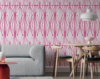 Bright Pink Diamond Geometric Peel and Stick Wallpaper