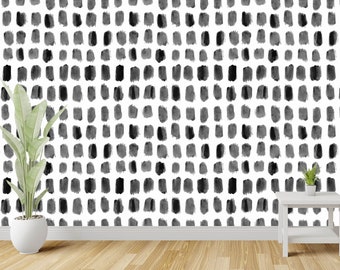 Black Brush Strokes Wallpaper, Aesthetic Minimalist Wall Covering