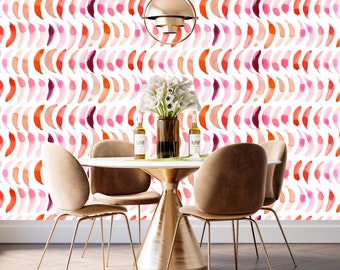 COLORFUL WALLPAPER, REPEATING Pattern, Watercolor Wallpaper, Brushstrokes Design Print Personalized Maximalist Washable Wall Mural