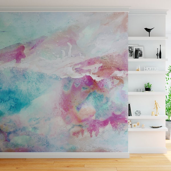 Cool WALLPAPER, ABSTRACT Wall Mural, WATERCOLOR Wallpaper, Amazing Colorful Beautiful Tones Print Maximalist Wall Covering