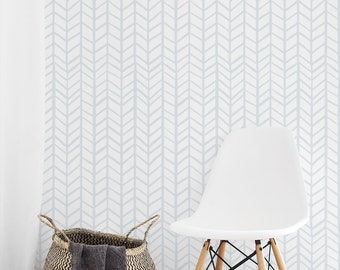 Soft Blue Herringbone Peel and Stick Wallpaper: Scandi Style