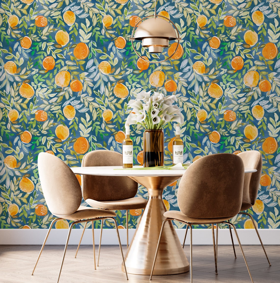 CITRUS WALLPAPER Exotic FRUIT Watercolor Wallpaper Etsy