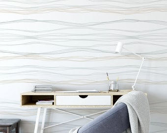 ABSTRAKTE LINIEN Abnehmbare Tapete Für die Wanddekoration - Neutrale Tapete im modernen Stil