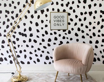Dalmatian Spot Wallpaper: Black Spots, Removable Wall Mural