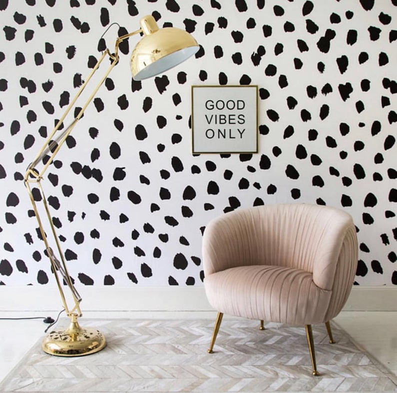 DOT WALLPAPER DALMATIAN Custom Wallpaper Personalized Black Etsy UK