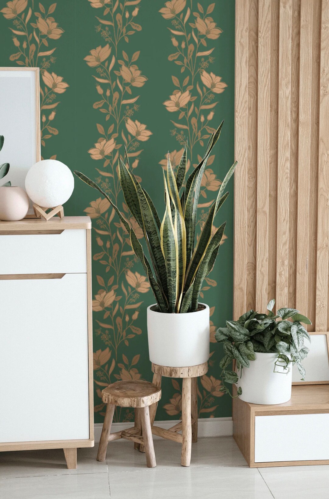 GOLD WALLPAPER, Flower Wallpaper, GREEN Wallpaper, Collins Flower in ...