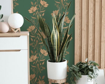 Green and Gold Flower Wallpaper: Collins Floral, Nature Inspired