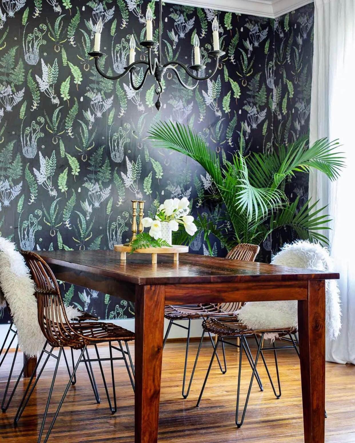 Ferns on Black Removable Wallpaper 503 Etsy