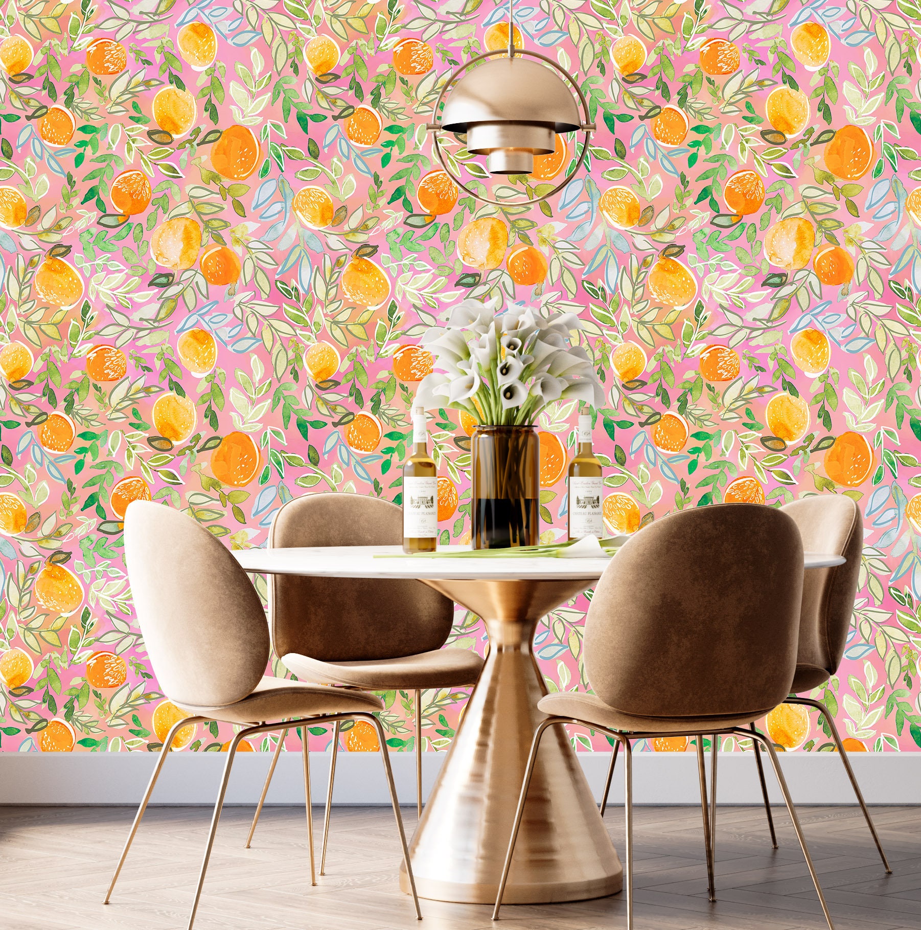CITRUS WALLPAPER Exotic FRUIT Watercolor Wallpaper Etsy