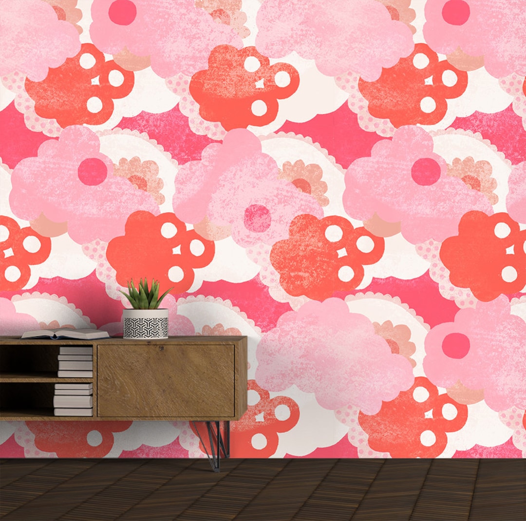 Pink Floral DAYDREAM WALLPAPER - MUSE Wall Studio Peel Stick and ...