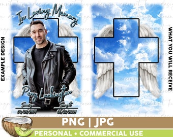 Forever Beautifully Strong Angel Wings Mom Nanny Rustic PNG JPG Digital Memorial Rest in Peace RIP Add Photo Memory of Wood look