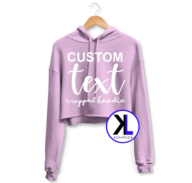 Cropped Hoodie Custom Cropped Sweater Pale Pink Gift for Her Custom Text Pink Cropped Sweatshirt Personalized Cropped Hoodie