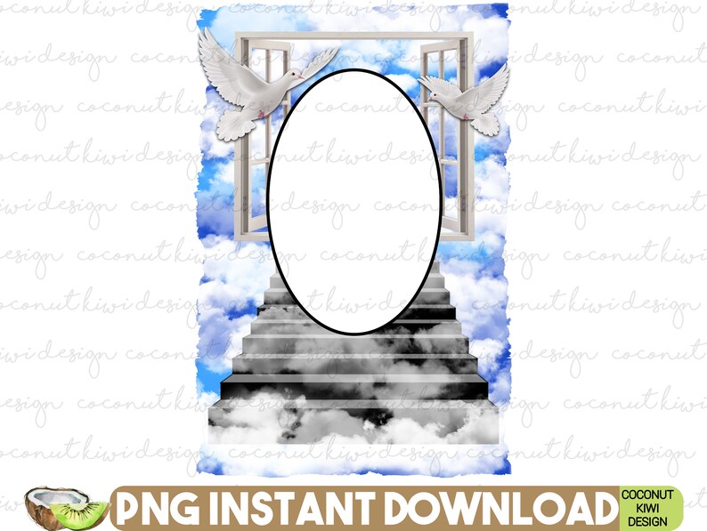 Memorial Picture Frame Stairway to Heaven Clouds Blue Etsy