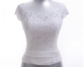 Lace Corset Wedding Dresses White Corset for the bride with short sleeves V-neck on back Corset wedding gowns White lace corset tops Up dres