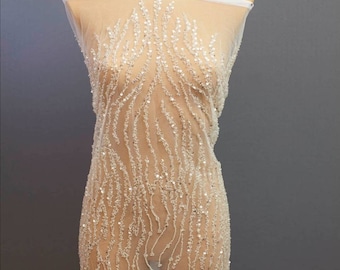 new collection 2020 flower lace bridal lace fabric for wedding dress- Gold wedding dress lace fabric with flowers WL0093