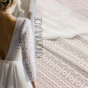 By the yard boho Bridal lace fabric White guipure wedding lace fabric Guipure lace fabric for the wedding dress African fabric for bridal