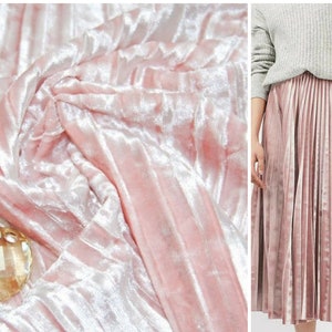 Light pink large pleated velvet Stretch  59&#39;&#39; Wide by the 1 meters Luxuriously velvet is great for apparel and decorative purposes