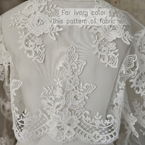 White wedding lace bolero with sleeves, White lace bolero,Ivory Bridal jacket, Bridal lace wedding bolero, Bolero for wedding dress image 4