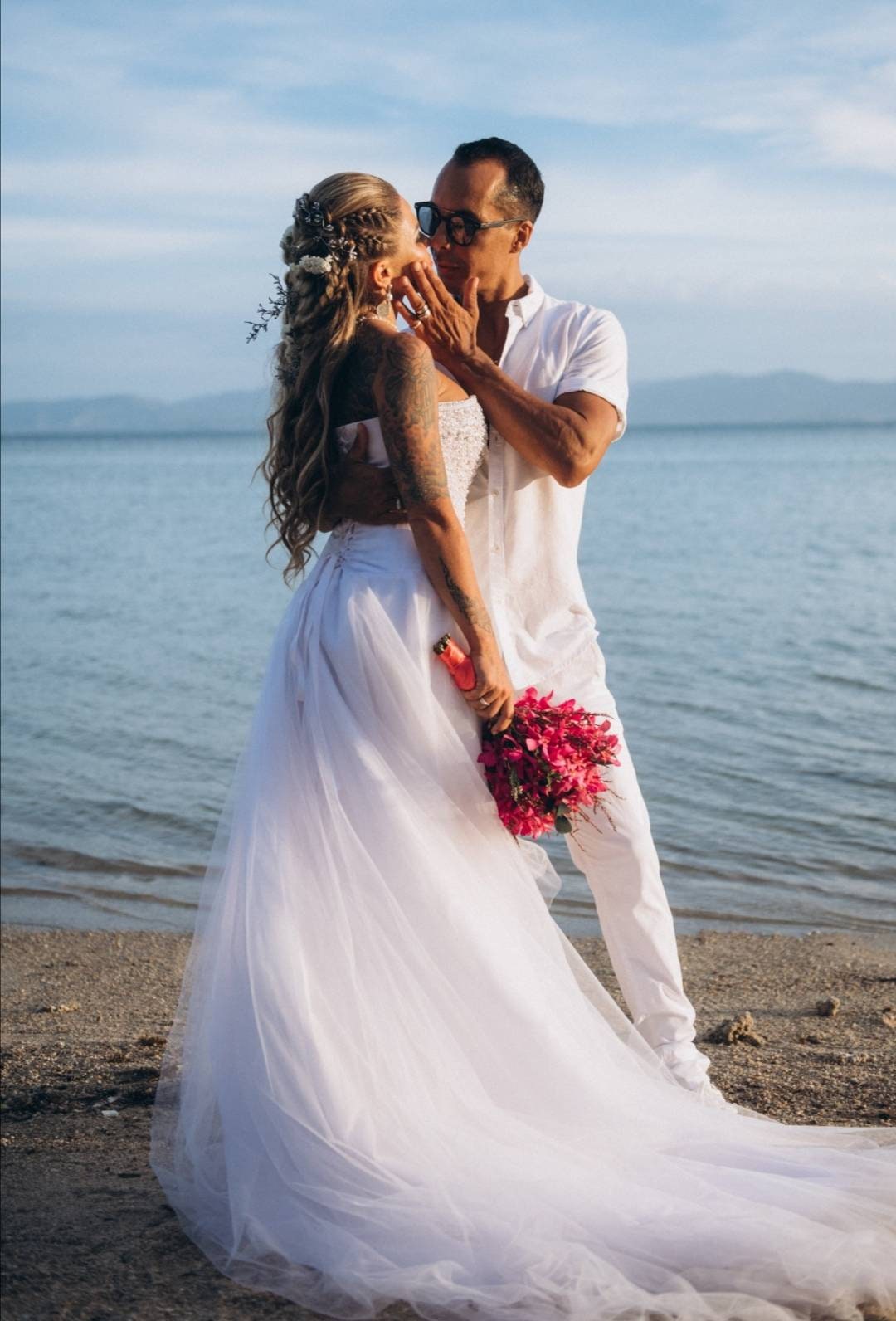 coast beaded wedding dress Beaded Lace Sheath Wedding Dress with Crystal Veil