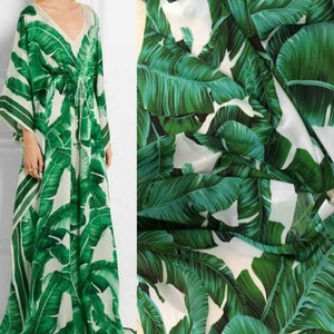 Tropical palm leaves pattern Polyester fabric Width  59&#39;&#39; Palm Printed fabric By the yard Botanical tropical plants fabric Chiffon  fabrics
