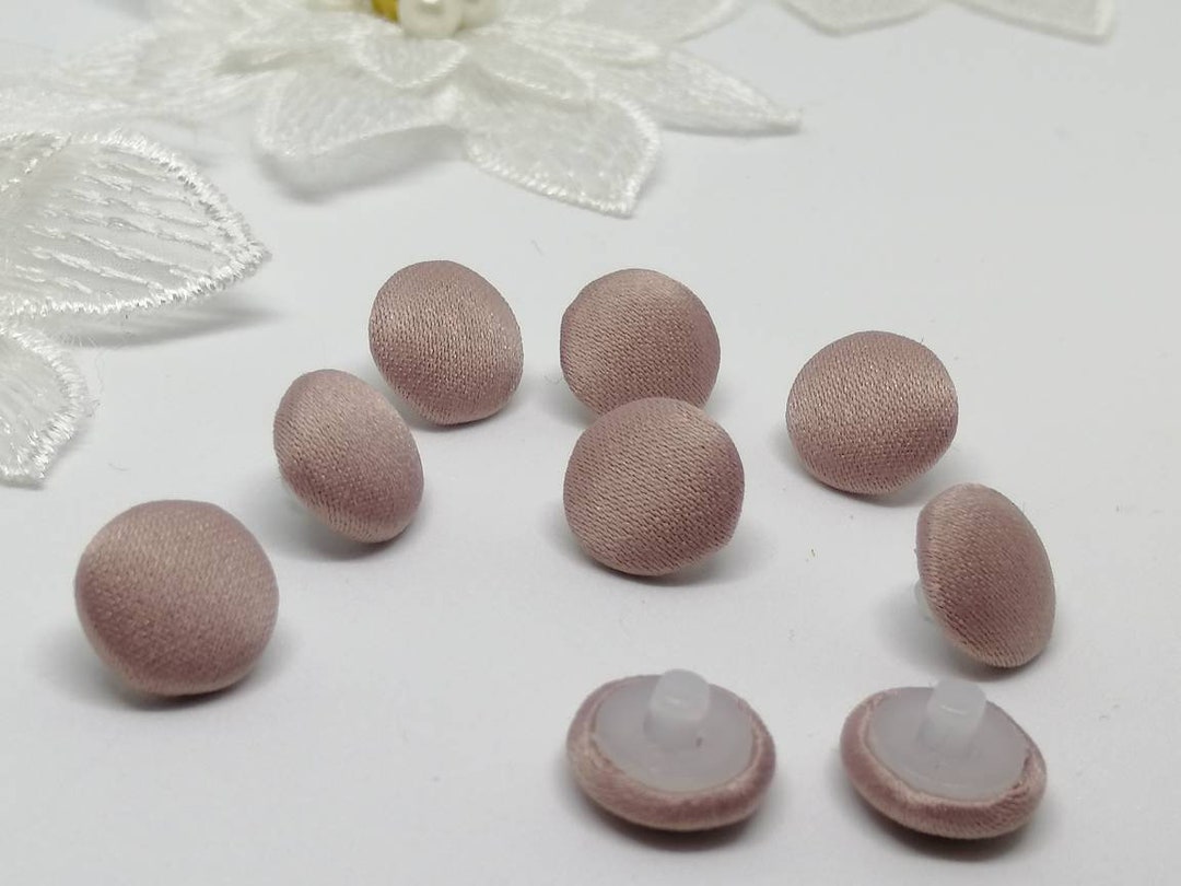 Dark Powder Satin Fabric Buttons Handmade Covered Satin Buttons Sewing ...