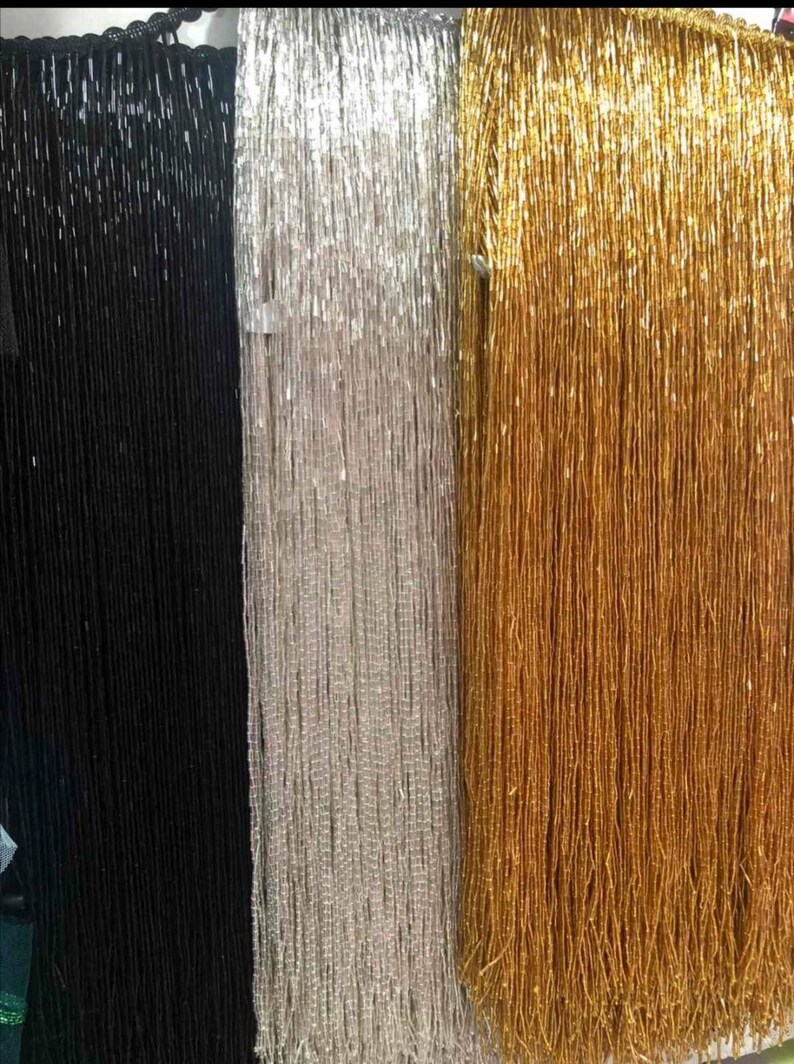 Silver Beaded Fringe Ribbon Trim Fringe Tassel Lace Trim 50cm Etsy