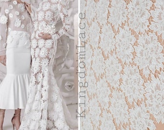 Ivory guipure lace fabric Ivory guipure wedding lace Bridal ivory guipure lace fabric Ivory fashion lace fabric Ivory embroidery fabric By
