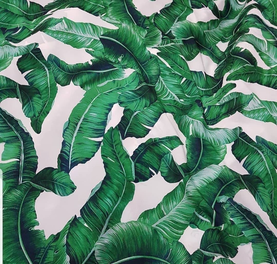 Tropical Palm Leaves Pattern Polyester Fabric Width - Etsy