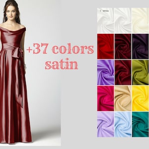 1 yard satin polyestertyg 37 färger satintyg Bröllopstyg Brudtyg Glansigt och slätt Tygbredden är 150 cm, 60 tum Tyg