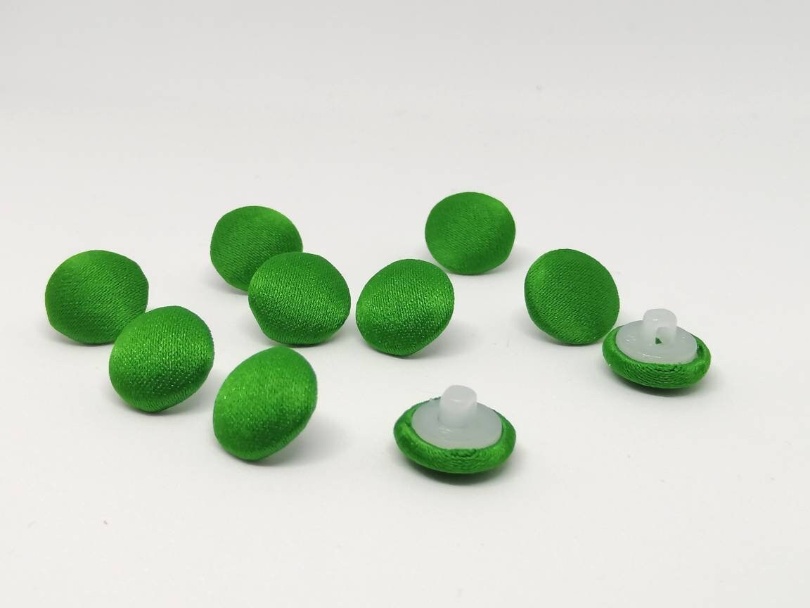 green button for dress Small Satin Buttons, Green Buttons, Green Satin Buttons Dress, Green Handmade Buttons, Covered Fabric Green Button, Buttons red button green button