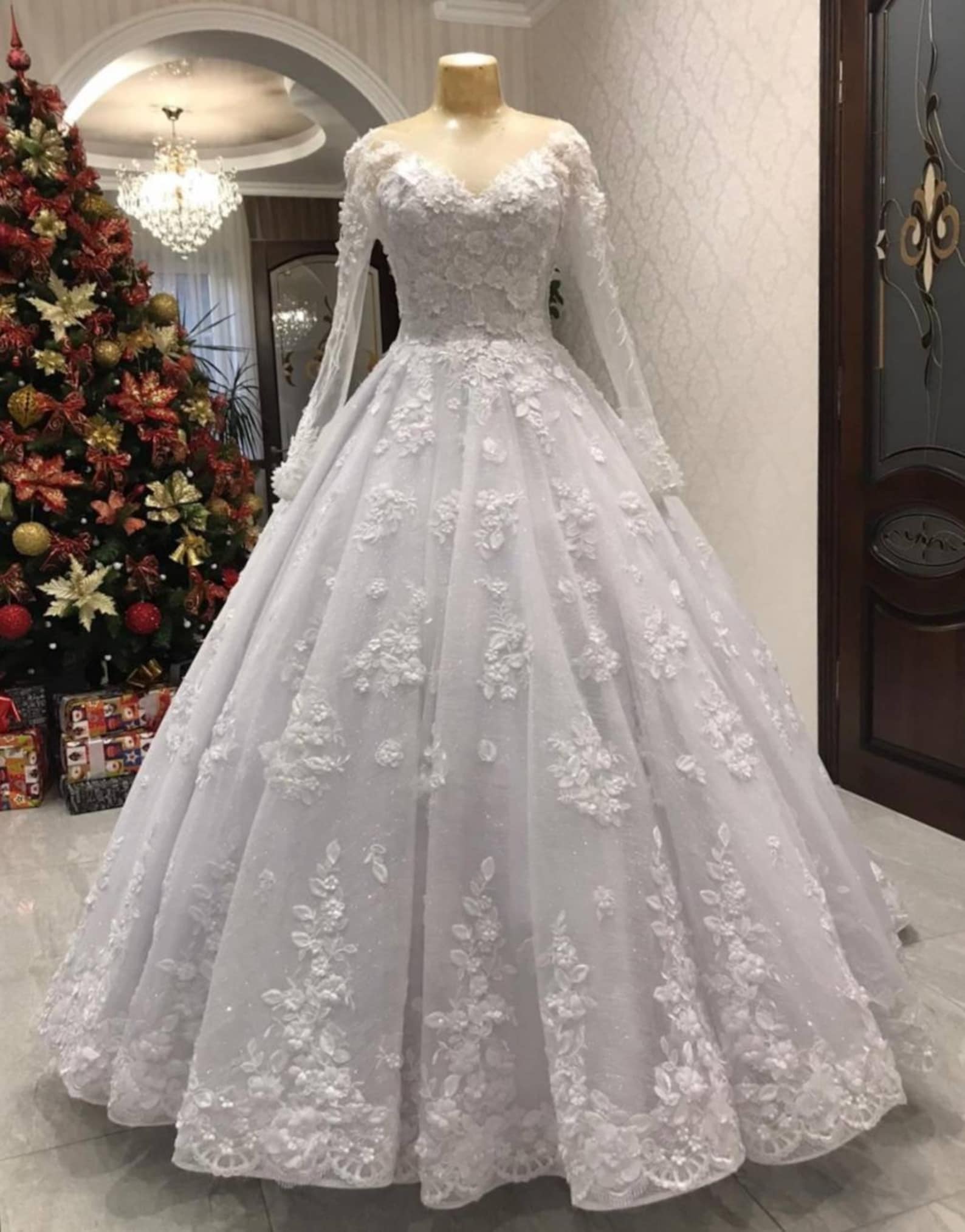 White/ivory Wedding Dress With a Long Train Bridal Dress With - Etsy