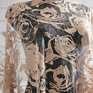 Cappuccino Embroidery rose lace Rose lace fabric Cappuccino wedding lace Cappuccino bridal lace Cappuccino lace by the 1 yard Wedding fabric image 18