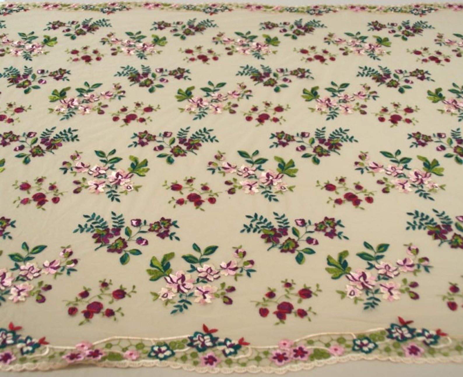 Embroidered Lace Fabric With Flowers Black Lace Fabric With Etsy