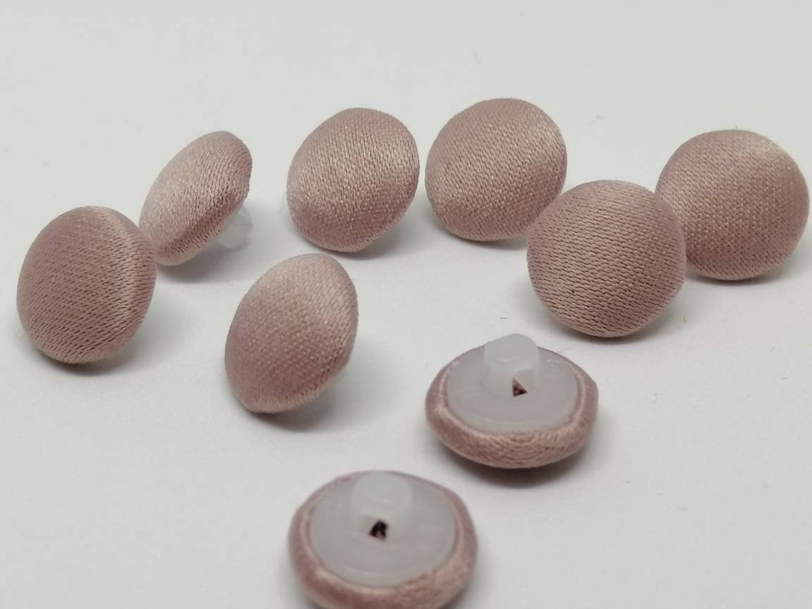 Dark Powder Satin Fabric Buttons Handmade Covered Satin Buttons Sewing ...