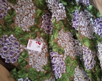 Hydrangea embroidered tulle lace fabric, 3d Embroidery on a mesh , Luxury embroidery mesh lace fabric Mesh lace fabric Floral tulle fabric