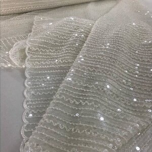 Ivory Sequin Embroidered Lace Eb1102 main image 1