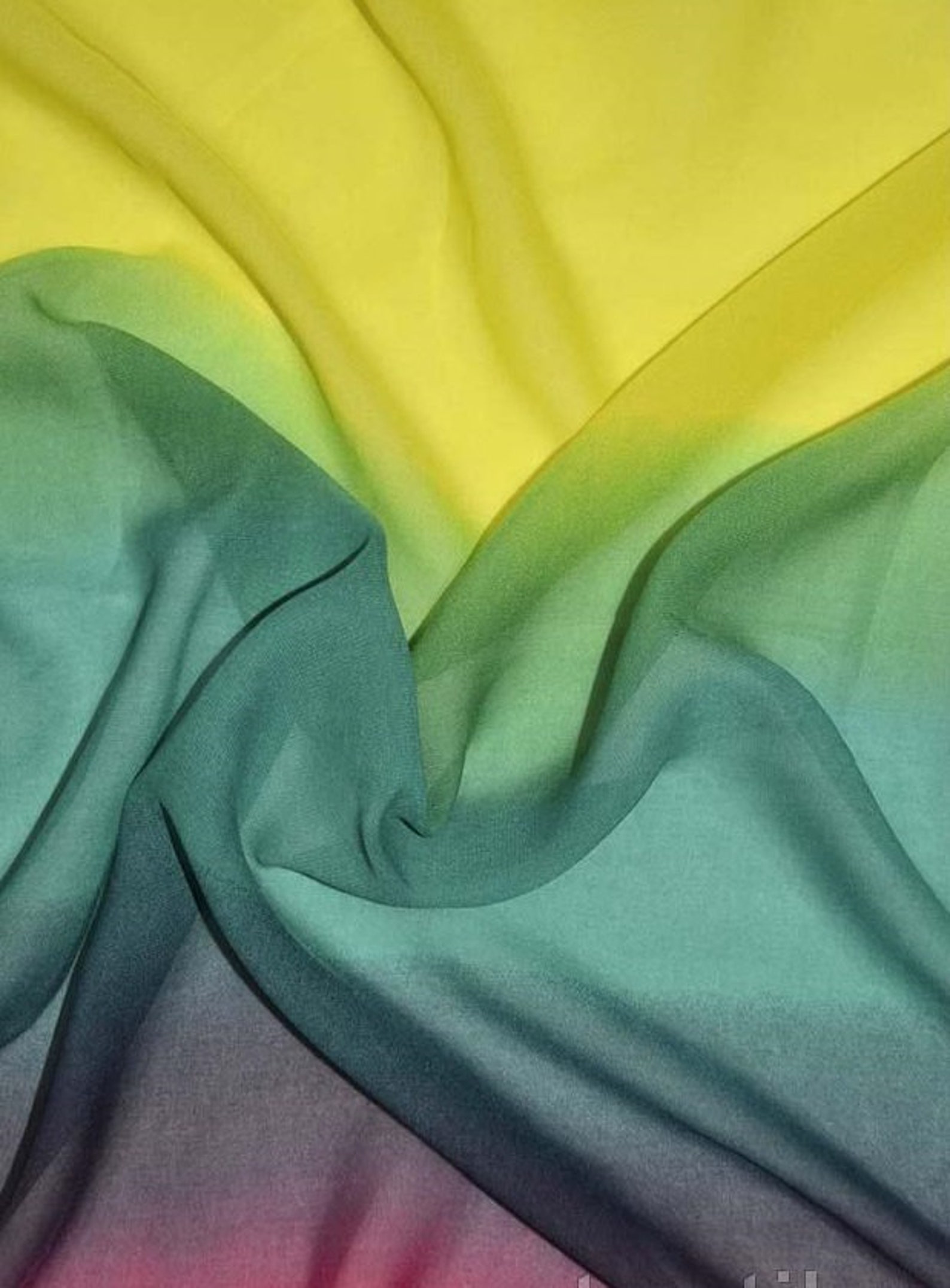 Ombre chiffon Green chiffon fabric Chiffon rainbow Polyester | Etsy