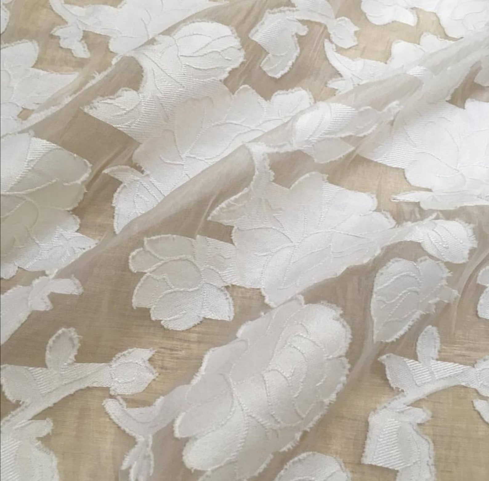 White Organza Jacquard Fabric / Bridal Floral Luxury Organza Etsy