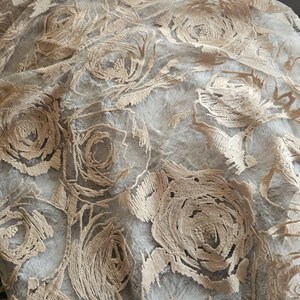Cappuccino Embroidery rose lace Rose lace fabric Cappuccino wedding lace Cappuccino bridal lace Cappuccino lace by the 1 yard Wedding fabric image 19