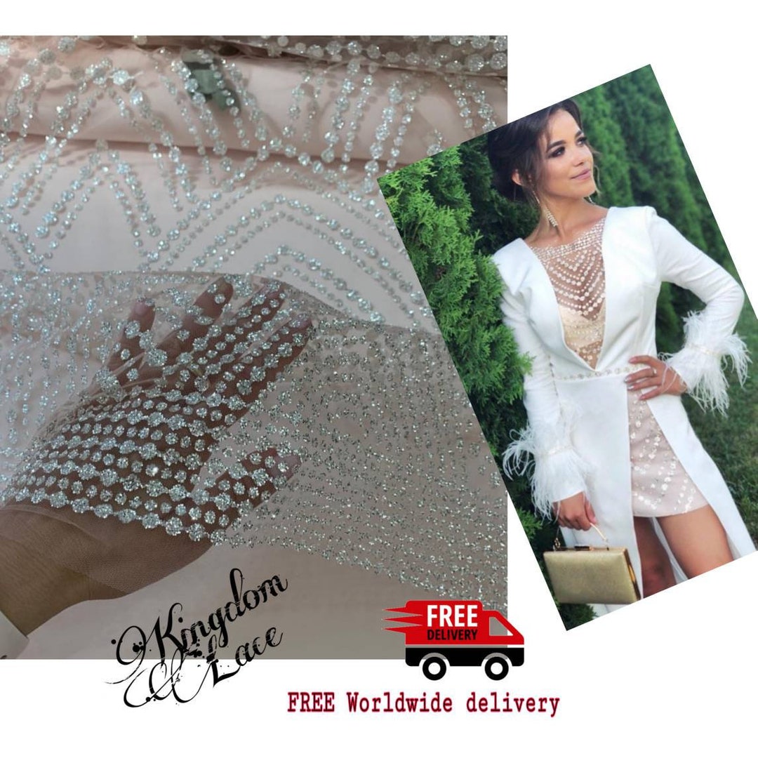 Glitter Wedding Mesh Fabric by the Yard Fabric Lace Bridal Tulle Fabric ...