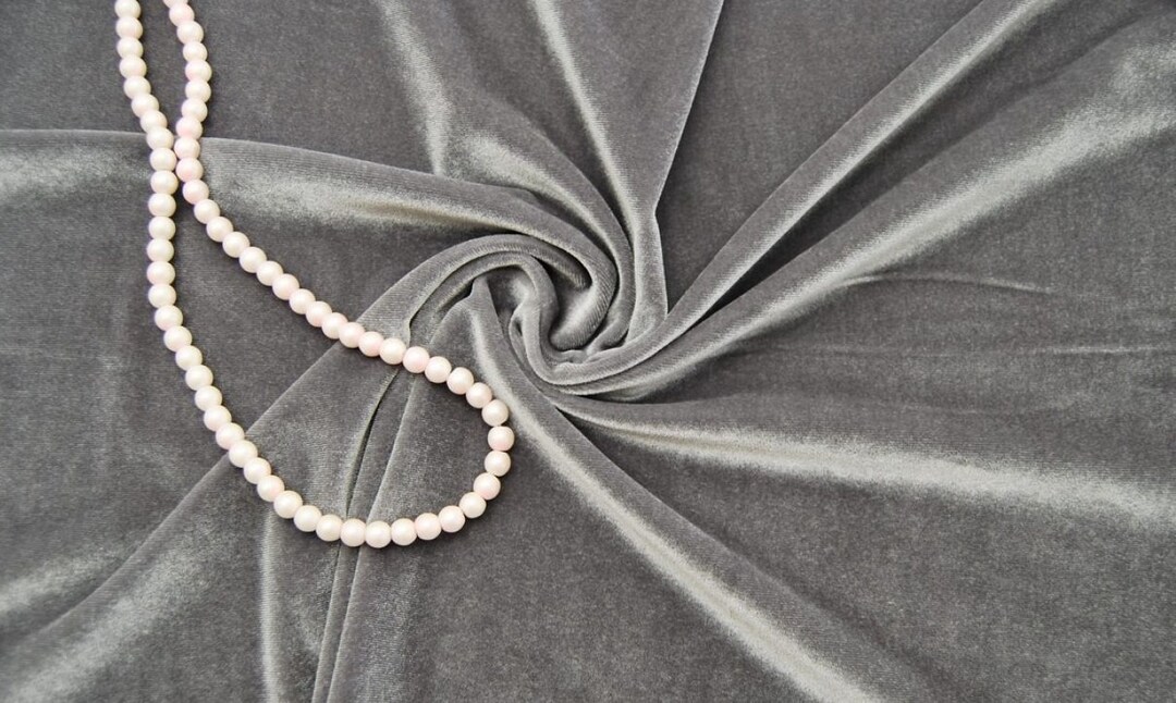 Gray Stretch Velvet Fabric 59'' Wide by the 1 Meters Luxuriously Soft ...