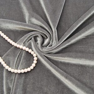 Gray Stretch Velvet Fabric 59'' Wide by the 1 Meters Luxuriously Soft ...