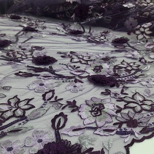 1 meters Embroidery 3d lace fabric 6 colors lace fabric Wedding tulle fabric 3d floral lace fabric Veil tulle embroidery pearls and sequins