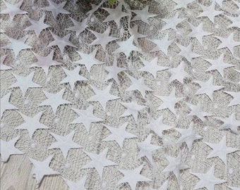 White Stars guipure lace fabric Alencon lace fabric for sewing dress, pareo, blouse Width 51" White macrame fabric lace By the yard Polyeste