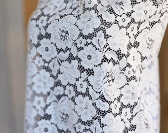 Corded Lace Fabric In off white color Floral Embroidery Lace chantilly Fabric 55" Wide By the yard Wedding lace fabric Corded Lace Fabric
