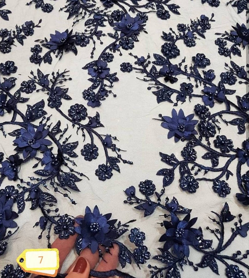 3D Bridal Lace fabric Lace on tulle beaded and decorated with pearls 3d wedding lace fabric Fashion Lace Wedding lace fabric 7 colors lace