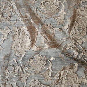 Cappuccino Embroidery rose lace Rose lace fabric Cappuccino wedding lace Cappuccino bridal lace Cappuccino lace by the 1 yard Wedding fabric image 14